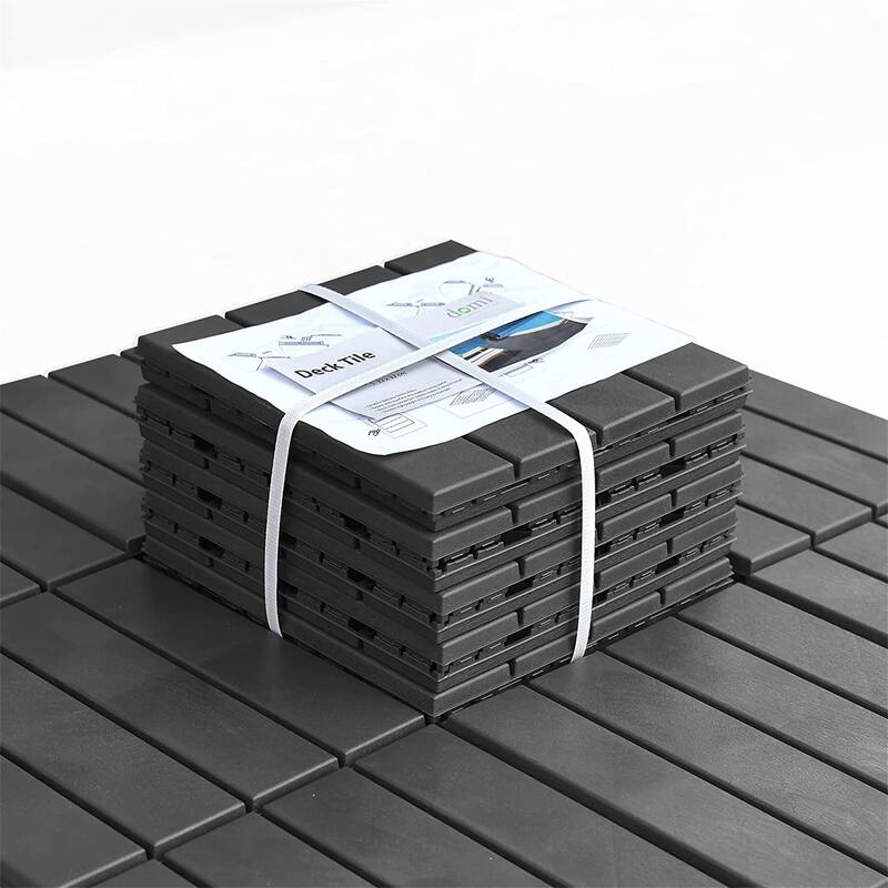 12"x12"Patio Square Composite Decking Tiles，Dark Grey, Pack of 9 Bed